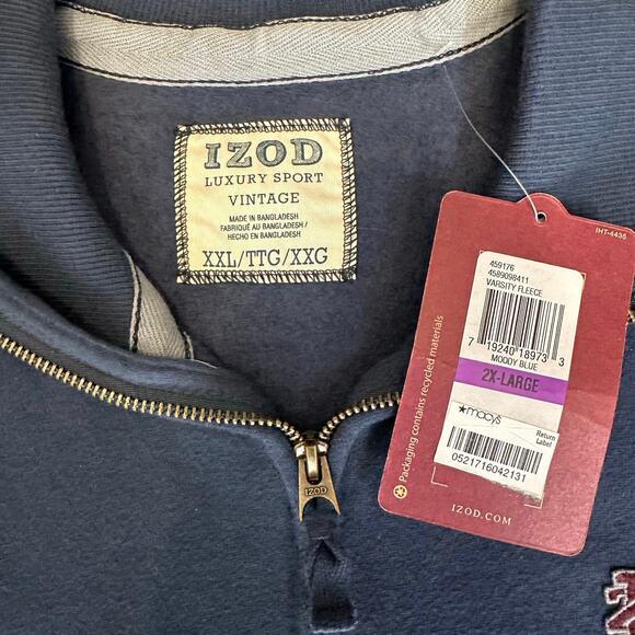 IZOD 1/4 Zip Sweatshirt WMNS XXL Navy Fleece Logo Long Sleeve Winter Outdoor VTG - Picture 3 of 7
